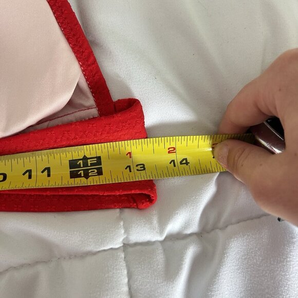 Shade & Shore Red Bikini Top Womens Medium M Longline Cinch Front Textured - Picture 7 of 7